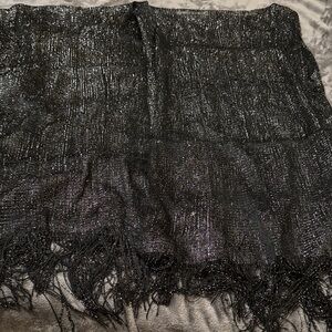 French Connection Black Metallic Fringe Vest